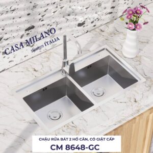 Alternative view of Chậu rửa bát 2 hố cân, có giật cấp CM 8648-CGC